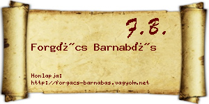 Forgács Barnabás névjegykártya