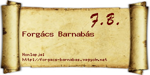 Forgács Barnabás névjegykártya